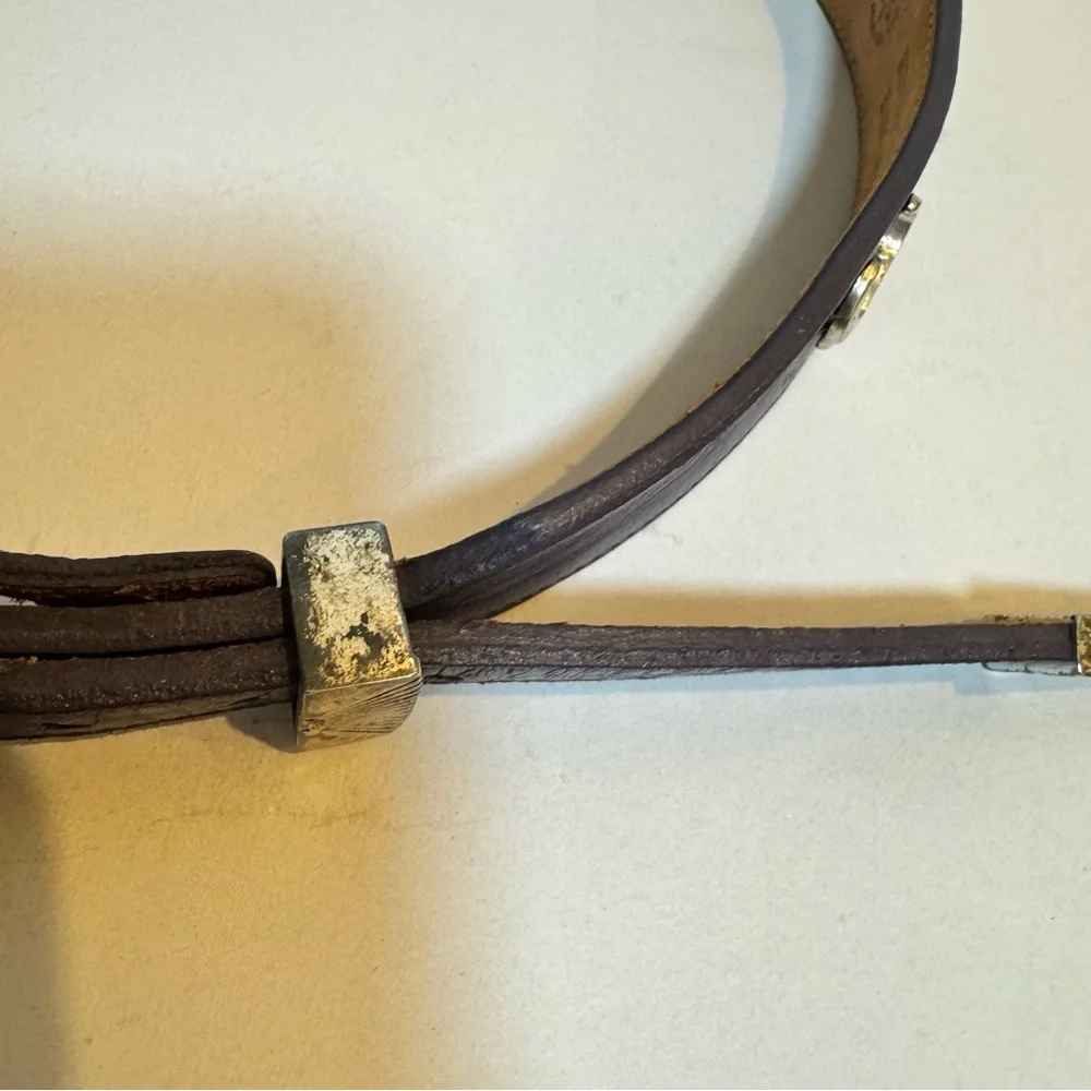 Silver Creek Vintage‎ 90s Y2K Navy Women's Concho Belt 32 Leather Western Animal